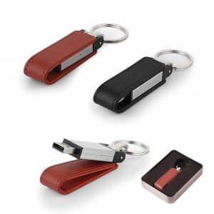 7282-8GB Deri Metal Anahtarlık USB Bellek